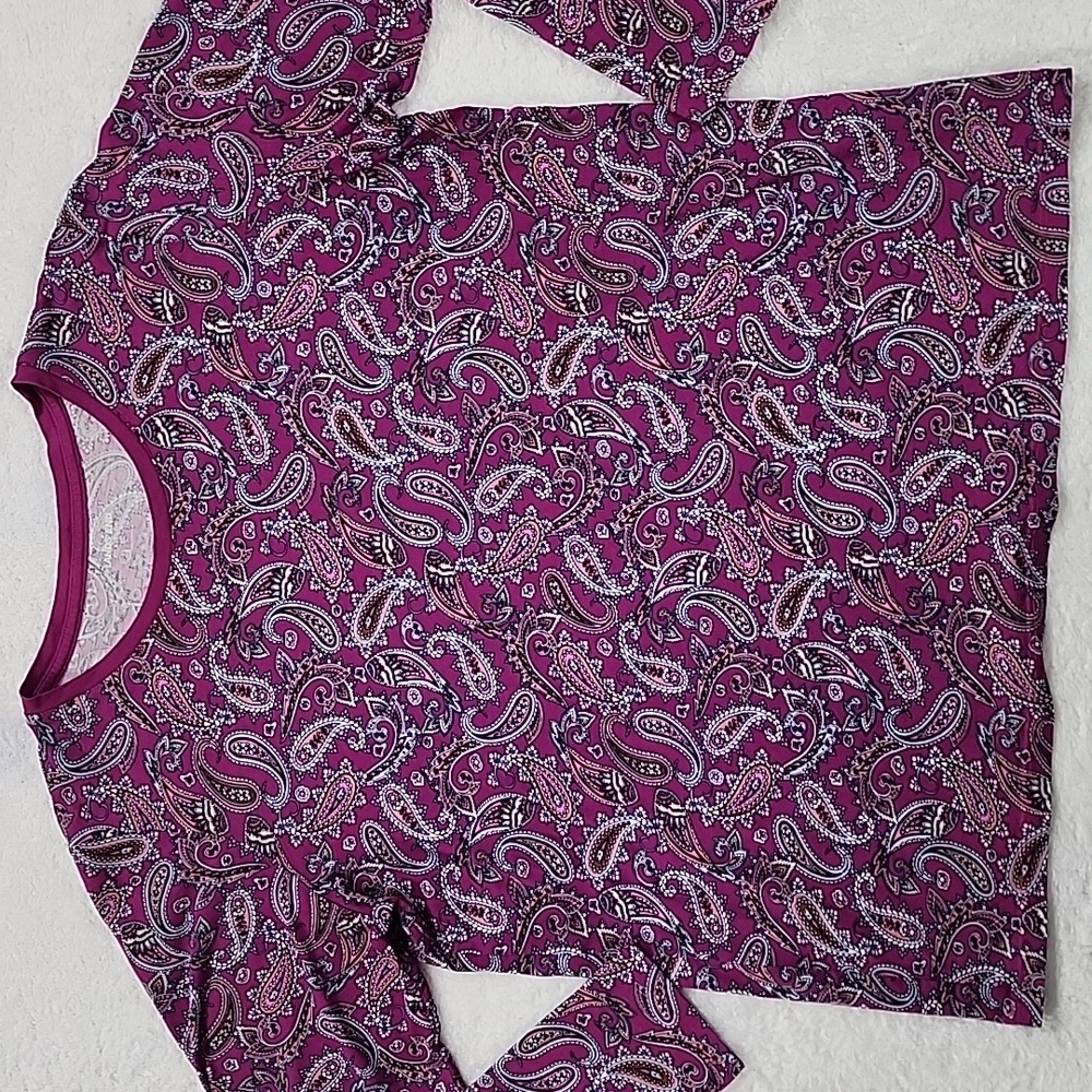 Lands' End Relaxed Fit Purple Paisley Long Sleeve Tee